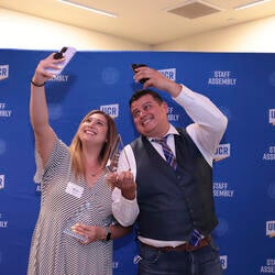 Taking a selfie during the Outstanding Staff Awards ceremony