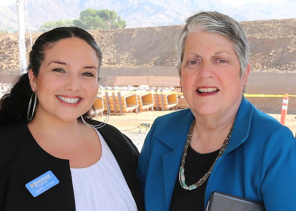Crystal Petrini with UC President Janet Napolitano
