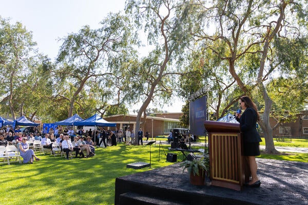 President Melanie Ramiro 24-25' giving speech 