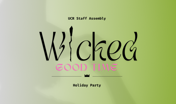 green image with witch in background showcasing wicked holiday theme party